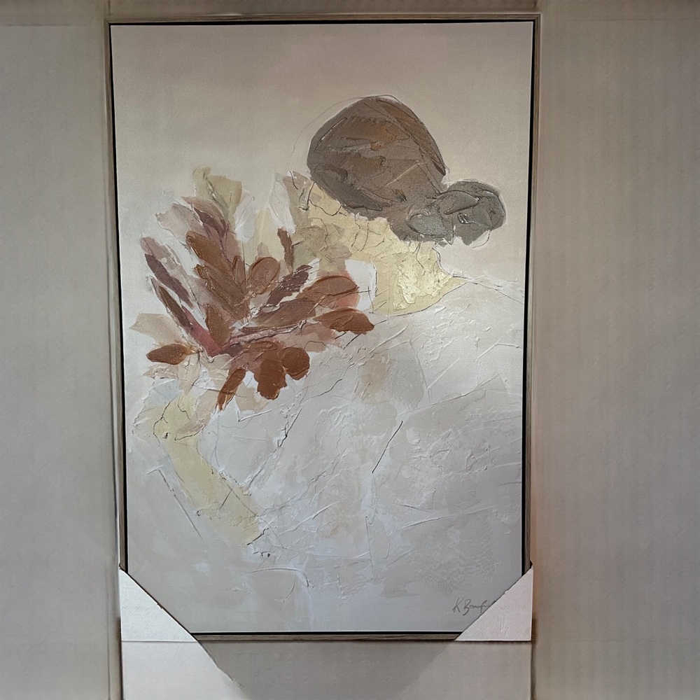Brown and Cream Abstract Painting with Organic Shapes